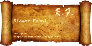 Riemer Fanni névjegykártya
